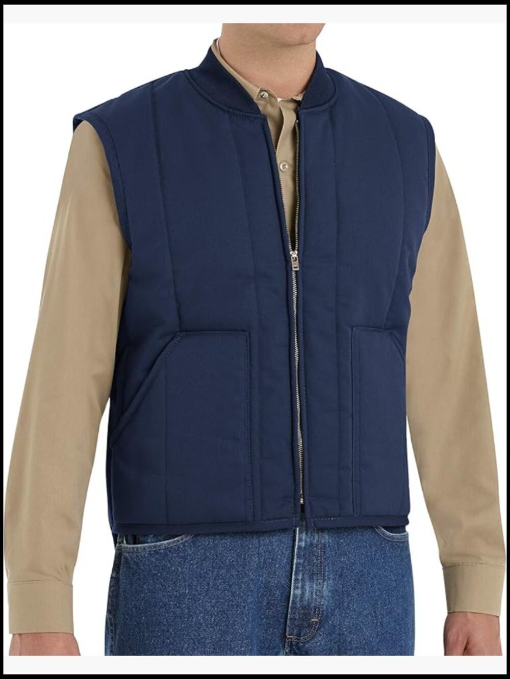 Quilted Work Vest with Front Pockets, Polyester-Cotton Blend